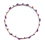 Sterling silver wire wrapped bracelet - blue and red beads in 2 finishes