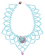 handmade beaded necklace - Aqua Lattice