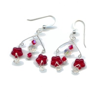 handmade wire wrapped beaded earrings - Red in Bloom