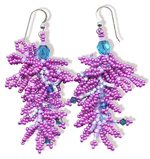 handmade beaded earrings - Grape