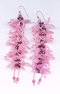 handmade beaded earrings - Purple Caterpiller