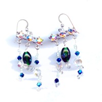 handmade wire wrapped beaded Earrings - Brilliant