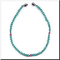 Anklet in iridescent green with padparadsha swarovski