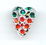 Rhodium plated bow styled clasp with brilliant colored rhinestones.