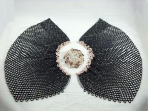 Glass Lace and Bezeled Lace Agate Three Sections of a Bead Woven Work in Progress