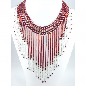 Volcano "Volcano" Geometric Fringe Necklace by Patricia C Vener