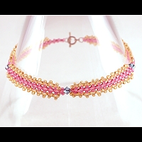 Honey and pink beaded anklet 2012, Patricia C Vener