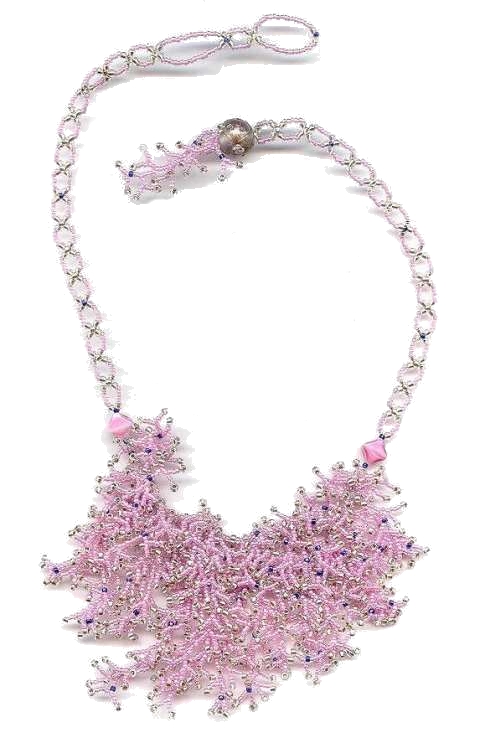 Wild Pink Branched Fringe bib style necklace